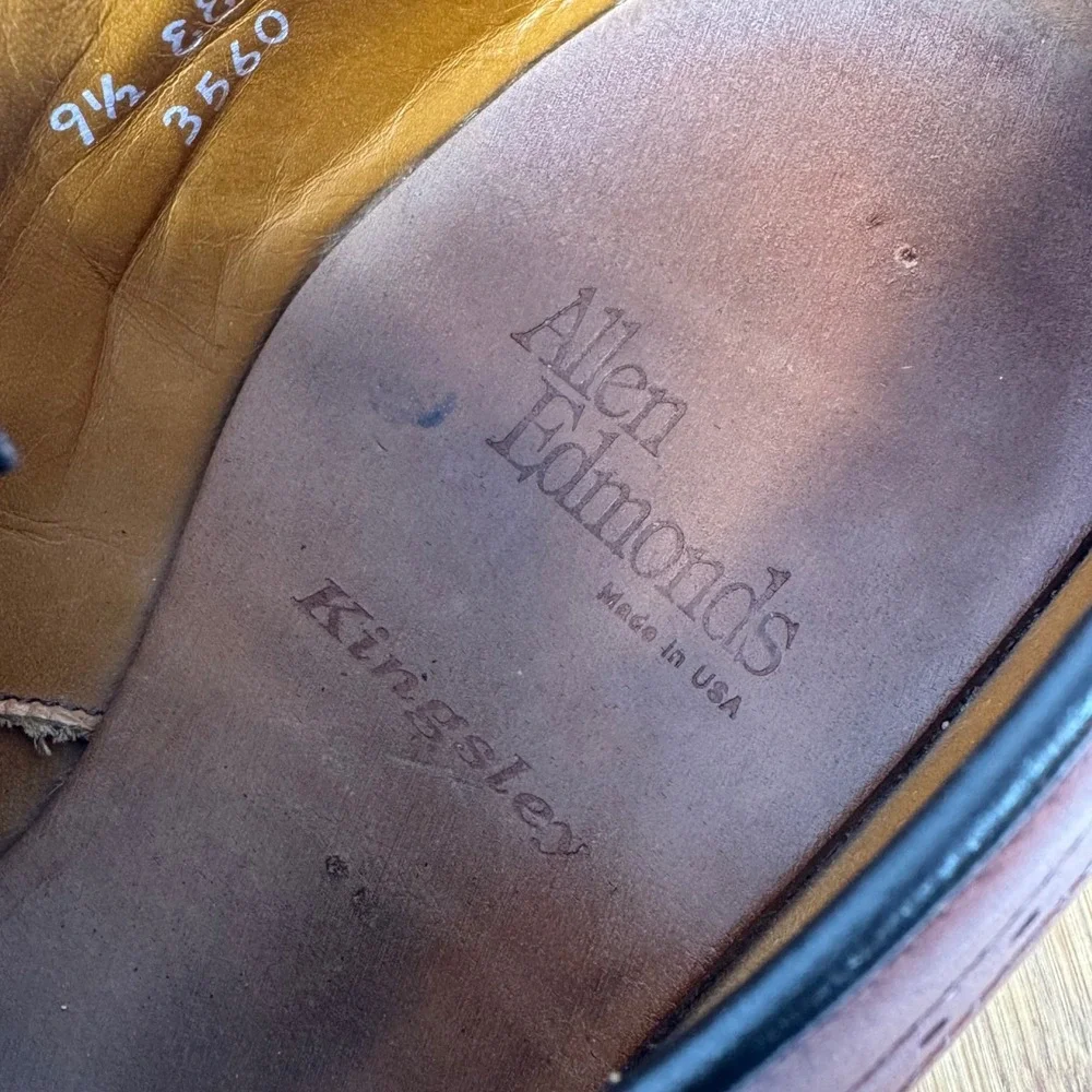 Allen Edmonds Kingsley Mens 9.5 EEE Brown Leather Wingtip‎ Derby Shoes 3560 USA